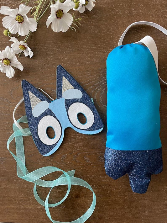 Blue y Dog  mask and tail/ blue dog dress up